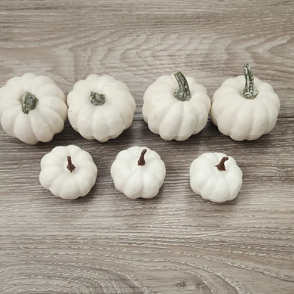 SOLD.Set of 7 White Decorative Pumpkins.SOLD - Picture 1 of 3